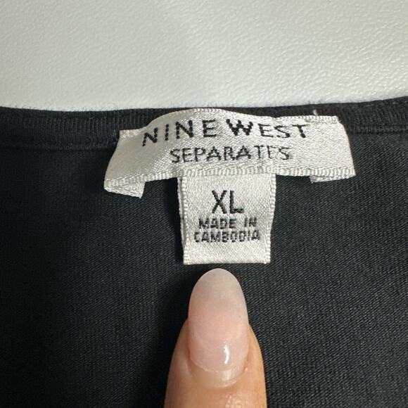 Vintage Y2K Nine West Ring Detail Black Sleeveless Top XL Stretch Minimalist - Picture 7 of 9